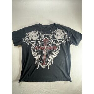 Vintage Y2K Atonement T Shirt Black Tan Graphics Worn SZ XL